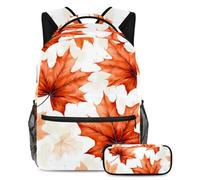 Le foglie d'acero rimangono alla moda e organizzate con questo set di 2 zaini per ragazzi ragazze adolescenti, la tua borsa per libri da viaggio definitiva!, Multicolore#02, B：29.4x20x40cm\