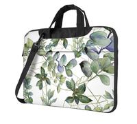 Le foglie di eucalipto verde stampano le borse convenienti del computer portatile elegante e protettivo stile unico della borsa del computer, Nero , 14 inch