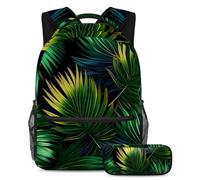 Le foglie di palma mantengono i tuoi oggetti essenziali in un unico posto, zaino con astuccio, il set di zaini per la scuola definitivo per studenti, Multicolore#02, B：29.4x20x40cm P：19x7.5x3.8cm,
