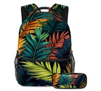 Le foglie di palma migliorano il tuo gioco di ritorno a scuola con il nostro set di 2 zaini per bambini, perfetto per ragazzi ragazze adolescenti, Multicolore#07, B:29.4x20x40cm P:19x7.5x3.8cm, Zaini