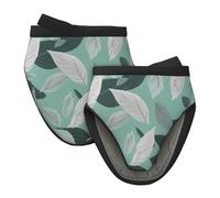 Le foglie grigie della menta stampano la mini cucina resistente del calore e di slittamento dei guanti del forno del silicone per cottura sicura