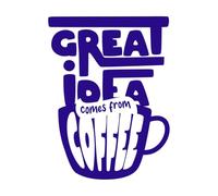 Le grandi idee nascono dalle citazioni motivazionali e ispiratrici sul caffè Adesivi murali in PVC 49.4x66.4cm È possibile modificare e aggiungere informazioni Blu scuro