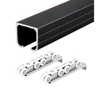Le guide dei cancelli scorrevoli, set di porte scorrevoli, robusto binario in alluminio con 8 ruote, set di ganci, 2 - 30 piedi, lunghezze regolabili, multicolore, confezione da 2 (nero, 8 ft/243,8 cm