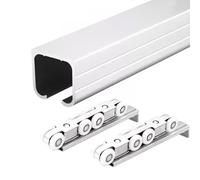 Le guide dei cancelli scorrevoli, set di porte scorrevoli, robusto binario in alluminio con 8 ruote, set di ganci, 2-30 piedi, lunghezze regolabili, multicolore, confezione da 2 (argento, 22ft/670,5