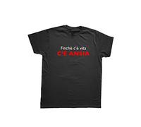 le herisson T-Shirt - Maglietta - Finche c' e Vita c' e ansia - Divertenti - Regali - Nera, XL-Donna