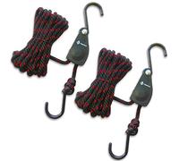 Le Kapmosz, cinghie di ancoraggio per canoa e kayak per canoa e kayak, cinghie di ancoraggio regolabili per tettuccio auto, corda di ancoraggio a cricchetto per luci, puleggia (0,6 cm x 30,5 cm, 2 pezzi, 136 kg per coppia), LEKP088, Black Vinyl Coated