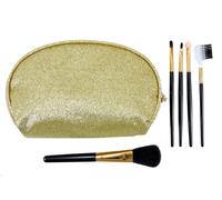 LE KIKKE Astuccio Beauty + 5 Pennelli Make Up Trucco ROSSO Set Porta trucchi