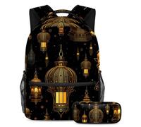 Le lanterne del Ramadan si preparano per il ritorno a scuola con il nostro set zaino e astuccio per ragazzi, ragazze e adolescenti, Multicolore#01, B：29.4x20x40cm P：19x7.5x3.8cm, Zaini Daypack