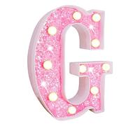 Le Lettere dell'alfabeto Rosa a LED Si Illuminano per la Luce Notturna, per la casa, per Feste di Compleanno, Matrimoni, Natale, Bar. G