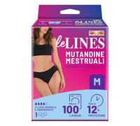 Le LINES Mutande Mestruali Donna Taglia M - Slip Assorbenti Lavabili e Riutilizzabili fino a 100 Lavaggi, Protezione fino a 12 Ore, Invisibili, per Flusso Normale e Abbondante, Tecnologia a 4 Strati