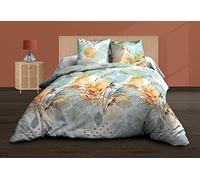 Le linge de Jules 220 x 240 - Copripiumino in cotone con 2 federe, multicolore, acquerello, 220 x 240 cm
