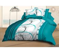 Le linge de Jules Copripiumino 220 x 240 + 2 federe, in microfibra, morbido e resistente, facile da pulire, colore: Turchese