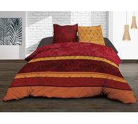Le linge de Jules Copripiumino 220 x 240 + 2 federe in puro cotone a 57 fili, giada rossa