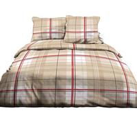 Le linge de Jules Copripiumino 220 x 240 cm + 2 federe in Puro Cotone 57 Fili Bristol Rosso