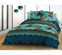 Le linge de Jules Copripiumino 240 x 260 + 2 federe in puro cotone a 57 fili, Paraiso