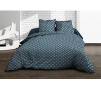 Le linge de Jules Copripiumino 240 x 260 + 2 federe - Puro cotone 57 fili - Alya, blu