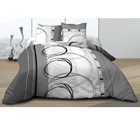 Le linge de Jules Copripiumino 220 cm x 240 cm + 2 federe in Puro Cotone 57 Fili, Grigio