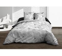 Le linge de Jules Olinda - Parure lenzuolo con angoli 160 x 200 + 2 T, in puro cotone a 57 fili, colore: Grigio