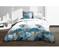 Le linge de Jules Parure lenzuolo + lenzuolo con angoli 140 x 190 + 2 T, puro cotone, 57 fili, colore: Blu