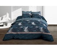 Le linge de Jules Parure lenzuolo piano + lenzuolo con angoli 160 x 200 + 2 T, puro cotone a 57 fili, Romy