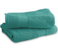Le linge de Jules Set di 2 lenzuola per doccia, 70 x 130 cm, 100% cotone, 450 g/m2, colore: Verde Laguna