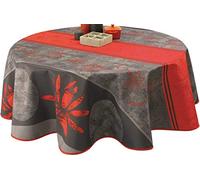 Le linge de Jules, Tovaglia Antimacchia Lotus Rosso - Rotonda Poliestere, diametro 160 cm