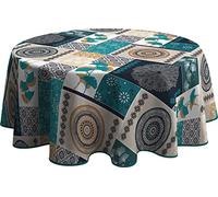 Le linge de Jules Tovaglia Antimacchia Patchwork Blu - Rotonda 160 cm