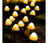 Le luci solari del giardino del fungo per l'esterno, 5m 20LED solare Pathway luci all'aperto impermeabile per la recinzione con 8 modalità di illuminazione per (Bianco caldo)