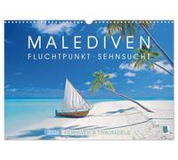 Le Maldive: Desiderio punto di fuga (calendario da parete 2026 DIN A3 quer), Calvendo Calendario mensile: voglia di strada e obiettivi da sogno: Maldive arcipelago - Poesia nel Pacifico (CALVENDO