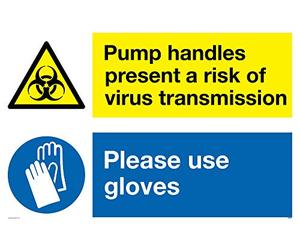 Le maniglie della pompa presentano un rischio di trasmissione del virus si prega di usare i guanti segno - composito di alluminio 3 mm