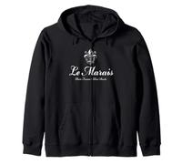 Le Marais Parigi, Riva Destra, Vintage, Fleur de Lis Felpa con Cappuccio