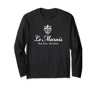 Le Marais Parigi, Riva Destra, Vintage, Fleur de Lis Maglia a Manica