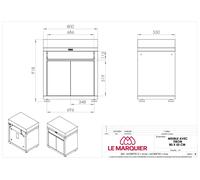 Le Marquier Mobile con Cassetto e Piano in Inox 80 x 55 cm