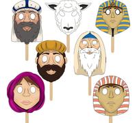 Le maschere da personaggio di Pesach Stick laminate per le maschere di Pesach Stick della compagnia Dreidel per Seder 7 maschere per set (10 set)