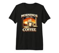 Le mattine Sono per Il caffè Caffeina Vintage al Tramonto Maglietta Premium