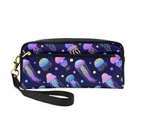 Le meduse si illuminano al buio, Borsa per il trucco Borsa per cosmetici Borsa da viaggio portatile da toilette Astuccio in pelle per donne e ragazze