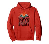 Le menti libere leggono Liberamente: Intellectual Freedom Flame Felpa con Cappuccio, Unisex per Adulti, Rosso, XXL