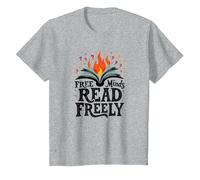 Le menti libere leggono Liberamente: Intellectual Freedom Flame Maglietta, Bambini, Grigio Melange, 4 Anni