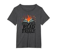 Le menti libere leggono Liberamente: Intellectual Freedom Flame Maglietta, Donna Plus-Size, Grigio Scuro, 6X