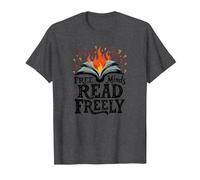 Le menti libere leggono Liberamente: Intellectual Freedom Flame Maglietta, Uomo, Grigio Scuro, 4XL