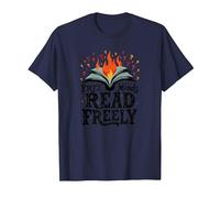 Le menti libere leggono Liberamente: Intellectual Freedom Flame Maglietta, Uomo, Navy, L