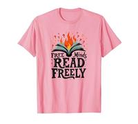 Le menti libere leggono Liberamente: Intellectual Freedom Flame Maglietta, Uomo, Rosa, L