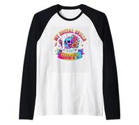 Le Mie abilità sociali Sono Rusty Skull Humor Maglia con Maniche Raglan