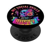 Le mie abilità sociali sono Rusty Skull Humor PopSockets PopGrip Adesivo