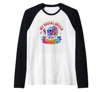 Le Mie abilità sociali Sono Rusty Skull Rainbow Maglia con Maniche Raglan