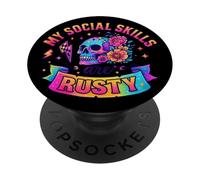 Le mie abilità sociali sono Rusty Skull Rainbow PopSockets PopGrip Adesivo