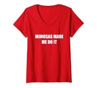 Le mimose Mi Hanno Fatto Fare Maglietta con Collo a V, Donna, Rosso, XXL