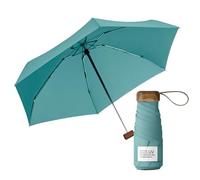 Le Monde du Parapluie Mini ombrello pieghevole a 5 persiane con protezione UV UPF 50+, protezione UV UV, leggero e compatto, per viaggi, tasca, borsa, antivento, manico in legno con rivestimento in
