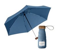 Le Monde du Parapluie Mini ombrello pieghevole a 5 persiane con protezione UV UPF 50+, protezione UV UV, leggero e compatto, formato viaggio, tasca, borsa antivento, manico in legno con rivestimento