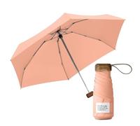 Le Monde du Parapluie Mini ombrello pieghevole a 5 persiane, protezione UV UPF 50+, protezione UV UV, leggero e compatto, formato viaggio, tasca, borsa antivento e manico in legno con rivestimento in